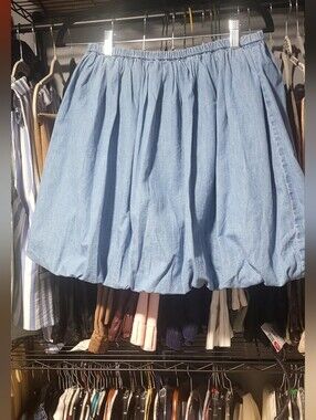 LOFT Light Blue Bubble Hem Skirt